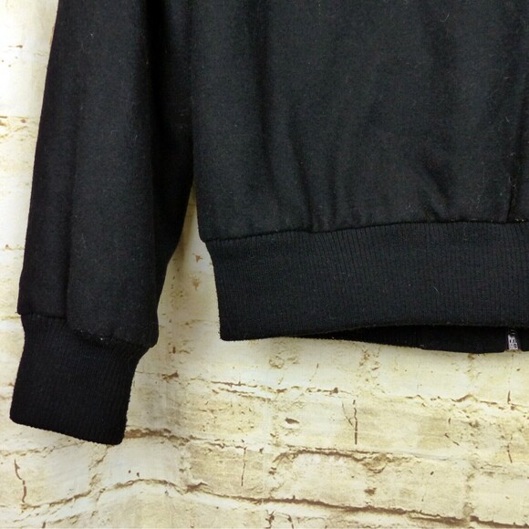 Black Rivet Wool Bomber Jacket Mens M Black Utility Flight Zip Rock Gorpcore - Picture 9 of 11